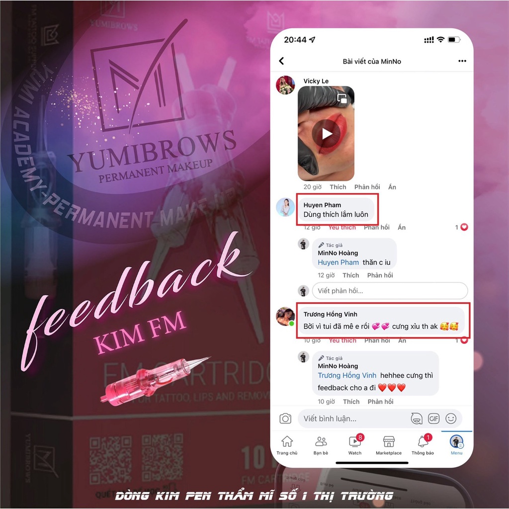 Kim hồng AMBITION chuyên dụng dùng cho máy PEN phun xăm thẩm mỹ chuyên nghiệp Siêu Bén