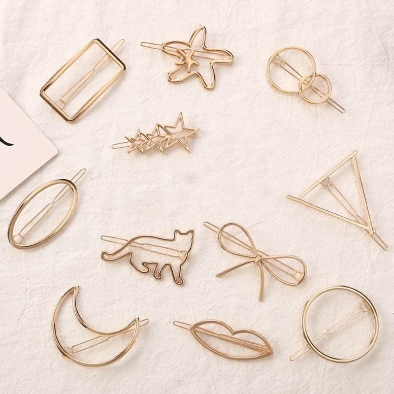 Kẹp tóc kim loại hình mặt trăng ngôi sao thời trang đơn giản cho nữ