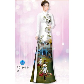 vải áo dài họa tiết phố cổ ad20144
