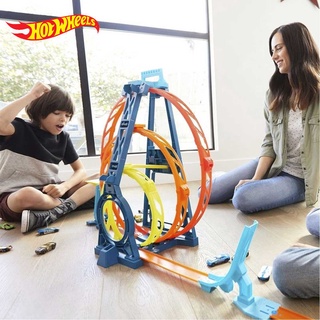 ♗◕Hot Wheels Three Rings Challenge Track Bộ đồ chơi xe thể thao nhỏ Hot Wheels xoay GLC96 Boy Car Track Toy