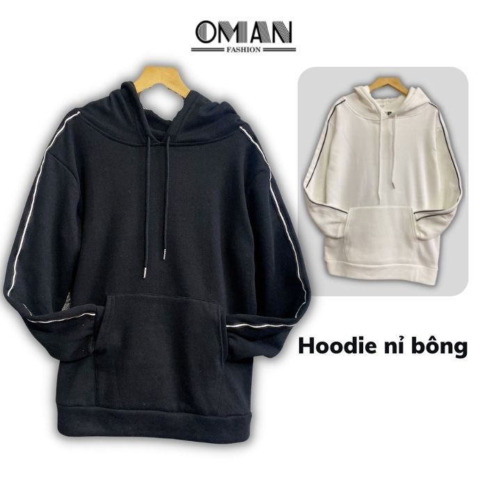 Áo nỉ hoodie unisex,áo đôi nam nữ có mũ- chất nỉ bông dày dặn - OMAN AH070