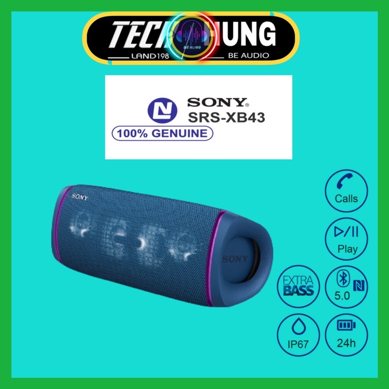 NEW - FULL BOX - Loa di động Sony SRS-XB43 với EXTRA BASS hàng chính hãng