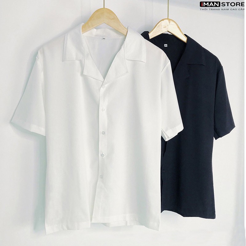 Áo Sơ Mi Cổ Vest Ngắn Tay Nam Nữ, Áo Sơ Mi Kiểu Thời Trang Hàn Quốc Vải Lụa Mền Mịn Thoáng Mát [NEW FASHION] | BigBuy360 - bigbuy360.vn