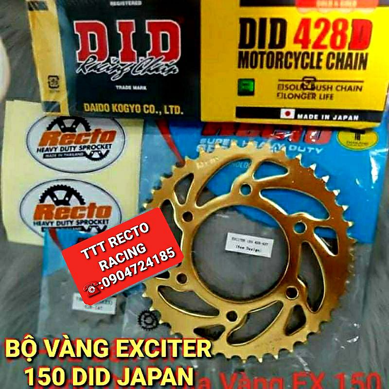 NHÔNG SÊN DĨA VÀNG EXCITER 150 DĨA 42T 43T RECTO VÀNG SÊN DID 9LY VÀNG CHÍNH HÃNG