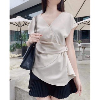 ( Moon) Áo sơ mi lụa chổ chữ V