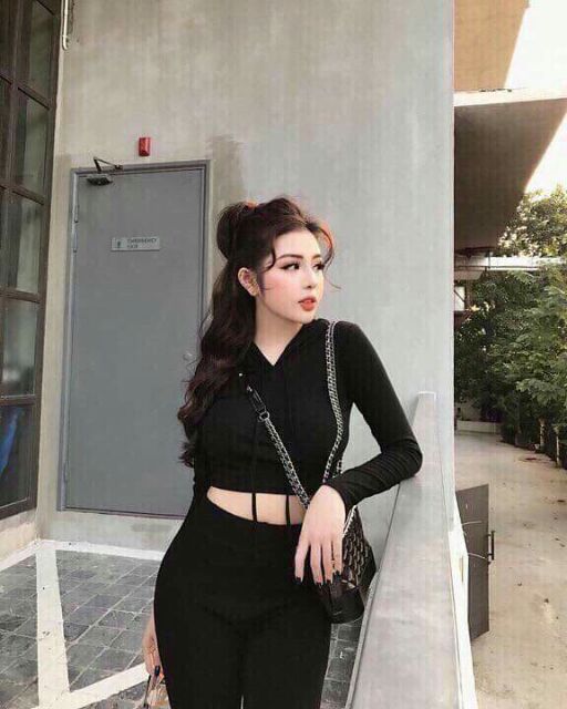 ÁO CROPTOP NÓN TAY DÀI