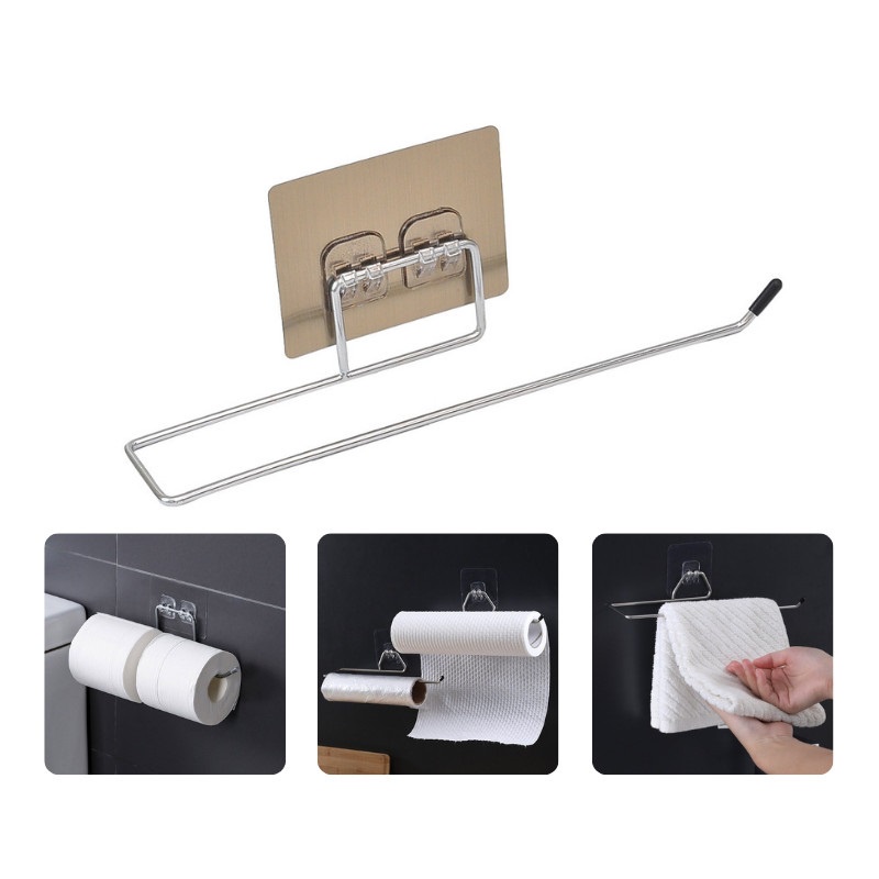 [Dụng cụ nhà vệ sinh] Móc treo khăn lau, giấy vệ sinh cuộn bằng inox, móc treo đồ đa năng cao cấp