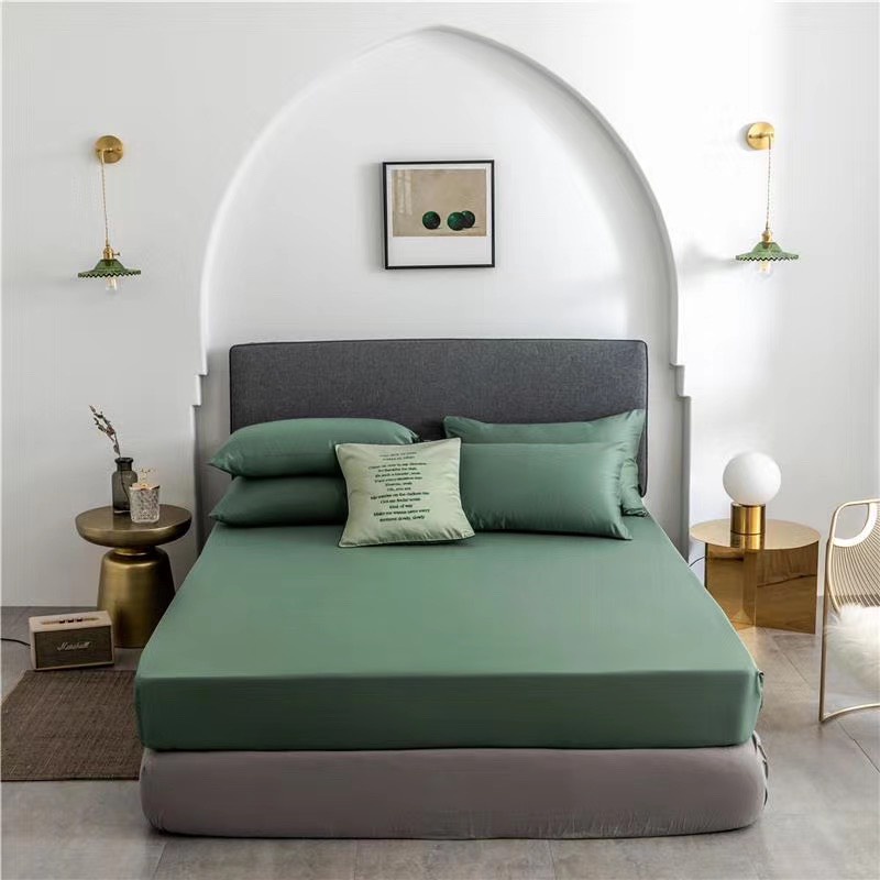 Ga giường và vỏ gối lụa màu trơn nhập khẩu cao cấp, ga giường lụa tencel mềm mịn mát lạnh, miễn phí bo chun
