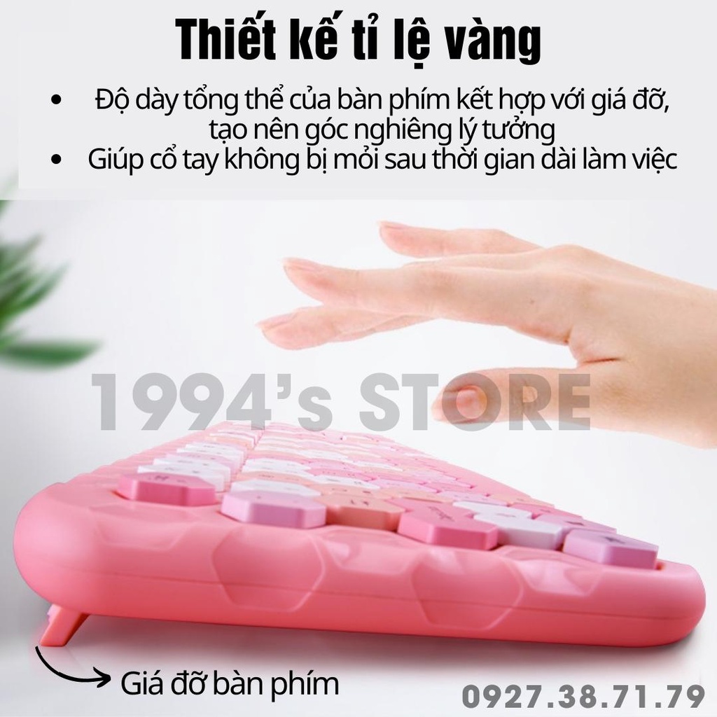 Combo bàn phím và chuột giả cơ ko dây MOFii Honey Plus - New 2023 - Dùng cho Laptop,máy tính bàn PC,Tivi,IP..