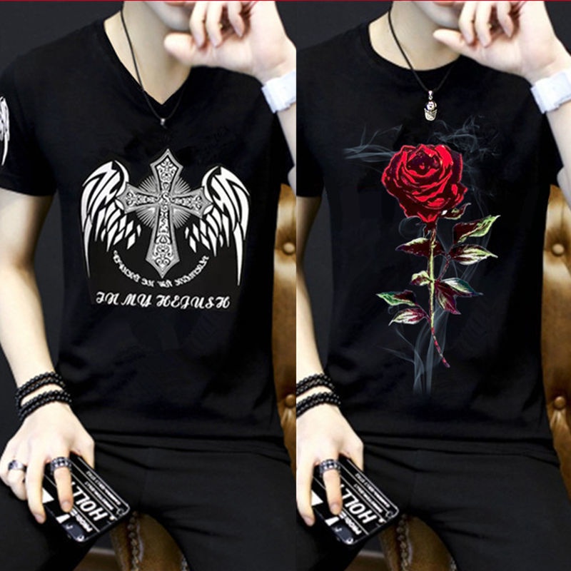 Áo thun ngắn tay in họa tiết phong cách Hàn Quốc cỡ lớn dành cho nam