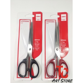 Kéo văn phòng 180mm deli - e6009 - đen/đỏ
