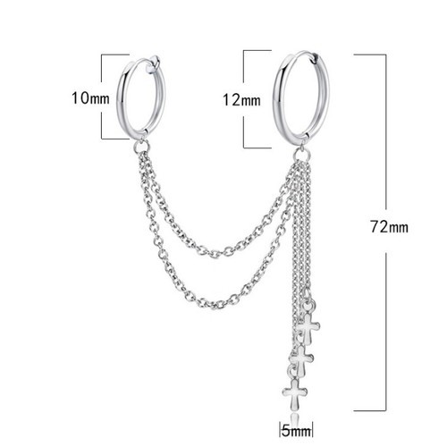 Bông Tai Nam Nữ Tua Rua Đã Bấm Hay Chưa Bấm Tai Đều Đeo Được Titan Ko Đen TT 2316