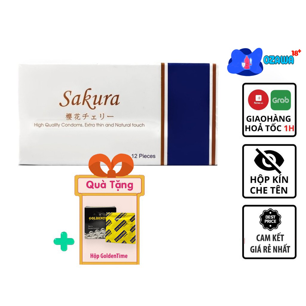 [Hàng Cao Cấp] Bao Cao Su Siêu Mỏng SAKURA 0,02mm Nhật Bản Tăng Khoái Cảm - Vẫn Đảm Bảo An Toàn Hộp 12 Chiếc