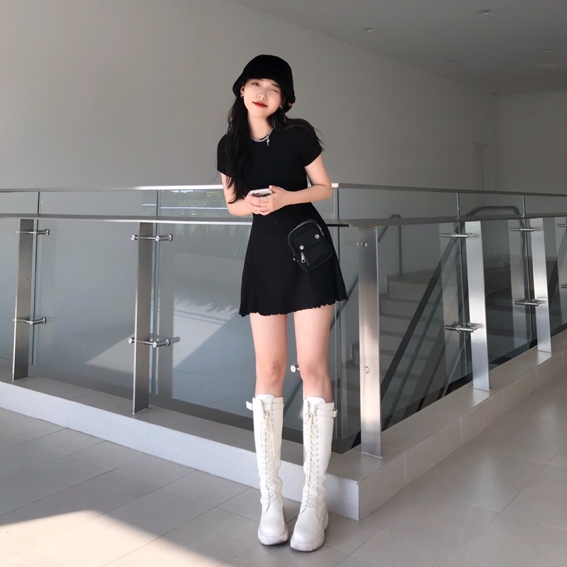 ĐẦM ĐEN THUN DÀY DÁNG XOÈ BASIC