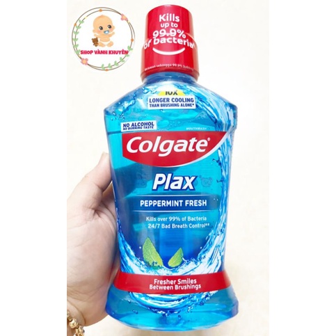 Bộ Đôi Nước Súc Miệng Colgate Plax Bạc Hà The Mát chai 500ml không chứa cồn