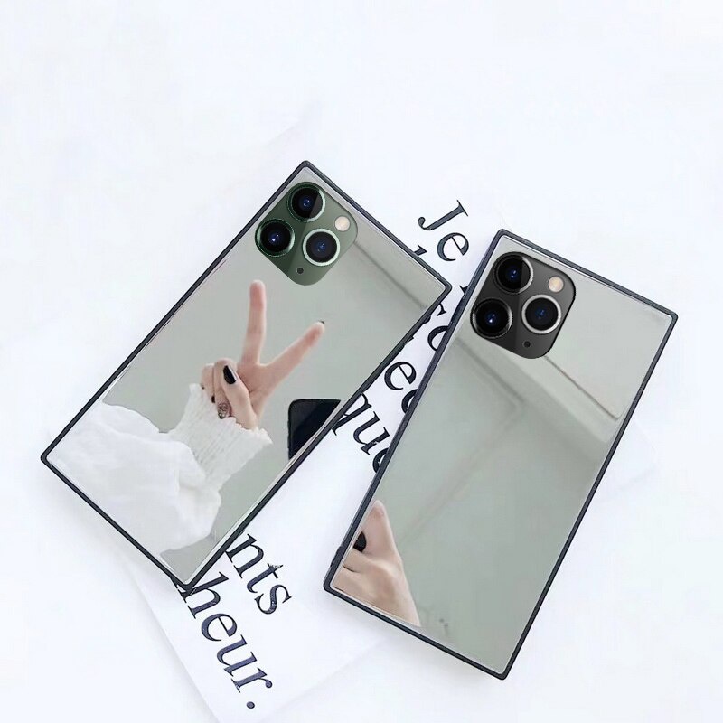 Ốp Điện Thoại Hình Vuông Tráng Gương Màu Bạc Thời Trang Cho iPhone 13 Pro Max 12 Pro 11 13 mini XS Max X XR SE 2020 7 8 Plus