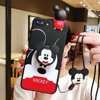 Ốp điện thoại in hình Mickey mềm dễ thương với giá đỡ và dây buộc cho iphone 11 11pro 11pro max