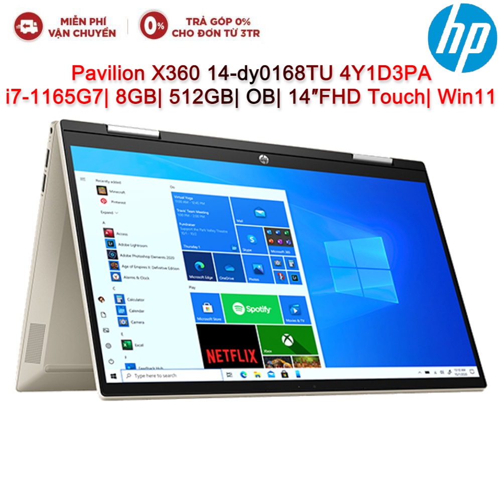 [Mã ELHP15 giảm 10% đơn 15TR] Laptop HP Pavilion X360 14-dy0168TU 4Y1D3PA i7-1165G7/8GB/512GB/OB/14″FHD Touch/Win 11