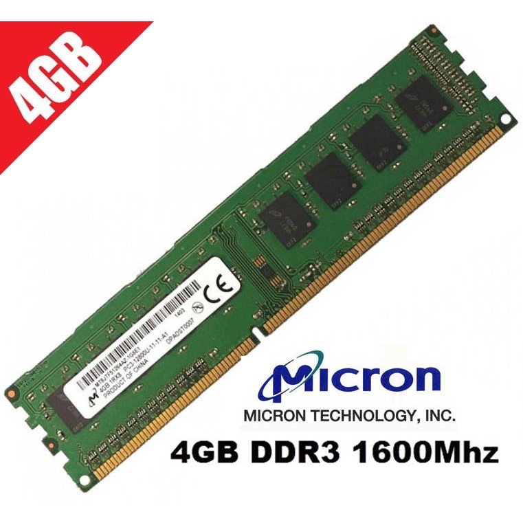 Ram Micron 4GB PC3-12800 DDR3 bus 1600 MHz thumbnail