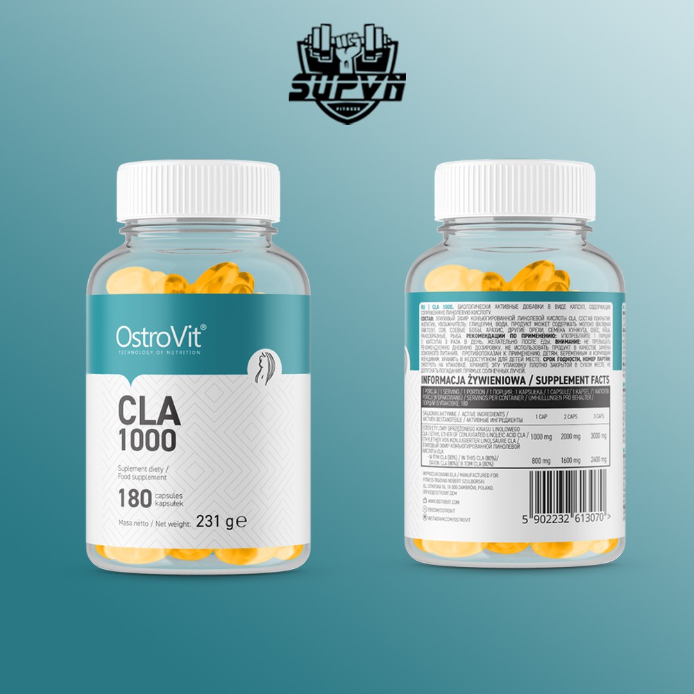 CLA 1000mg Ostrovit 180 viên - Viên hỗ trợ đốt và giảm mỡ tự nhiên không chất kích thích