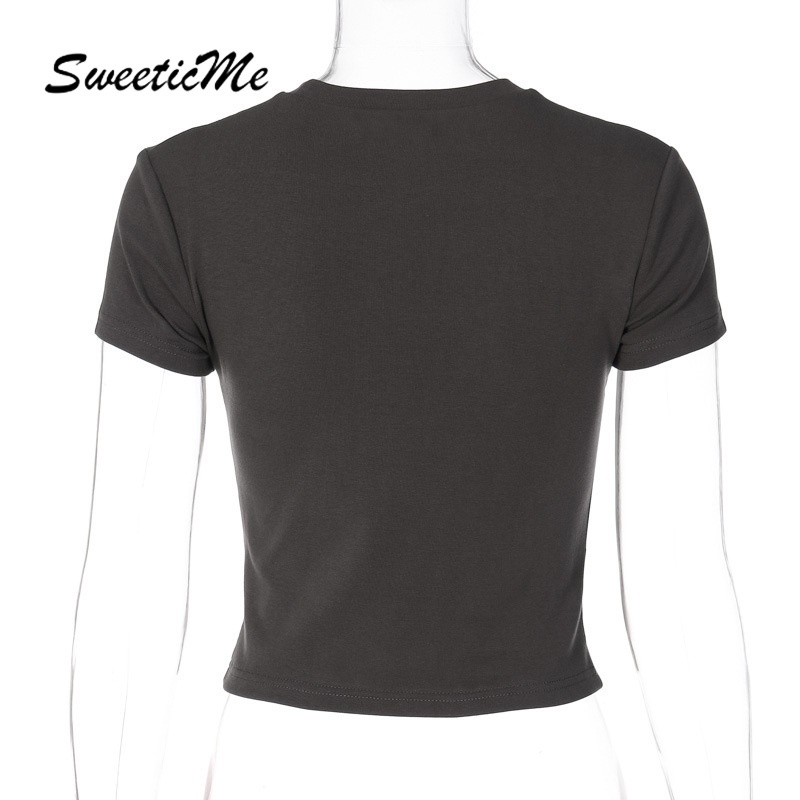 Áo Thun Lửng Dáng Ôm In Họa Tiết Mới Dành Cho Nữ