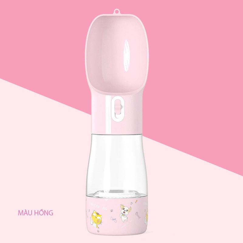 Bình Nước Cho Chó Mèo Đi Chơi Du Lịch Bằng Nhựa Cao Cấp An Toàn Cầm Tay Đa Năng Đựng Thưc Ăn Cho Chó Mèo CANDYPETS BN01