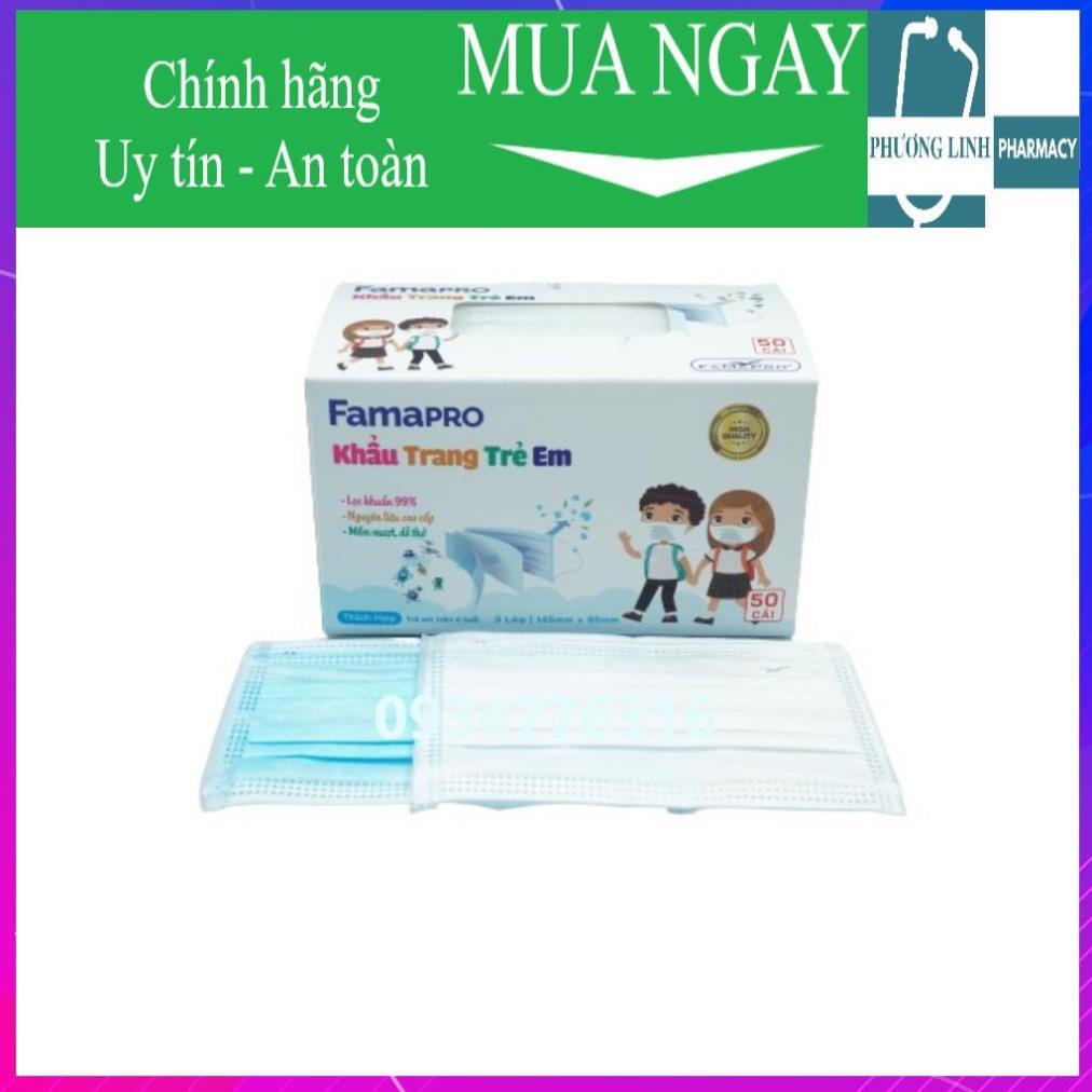 ✅ Khẩu trang y tế trẻ em kháng khuẩn 3 lớp Famapro max kid ( 50 cái /hộp )