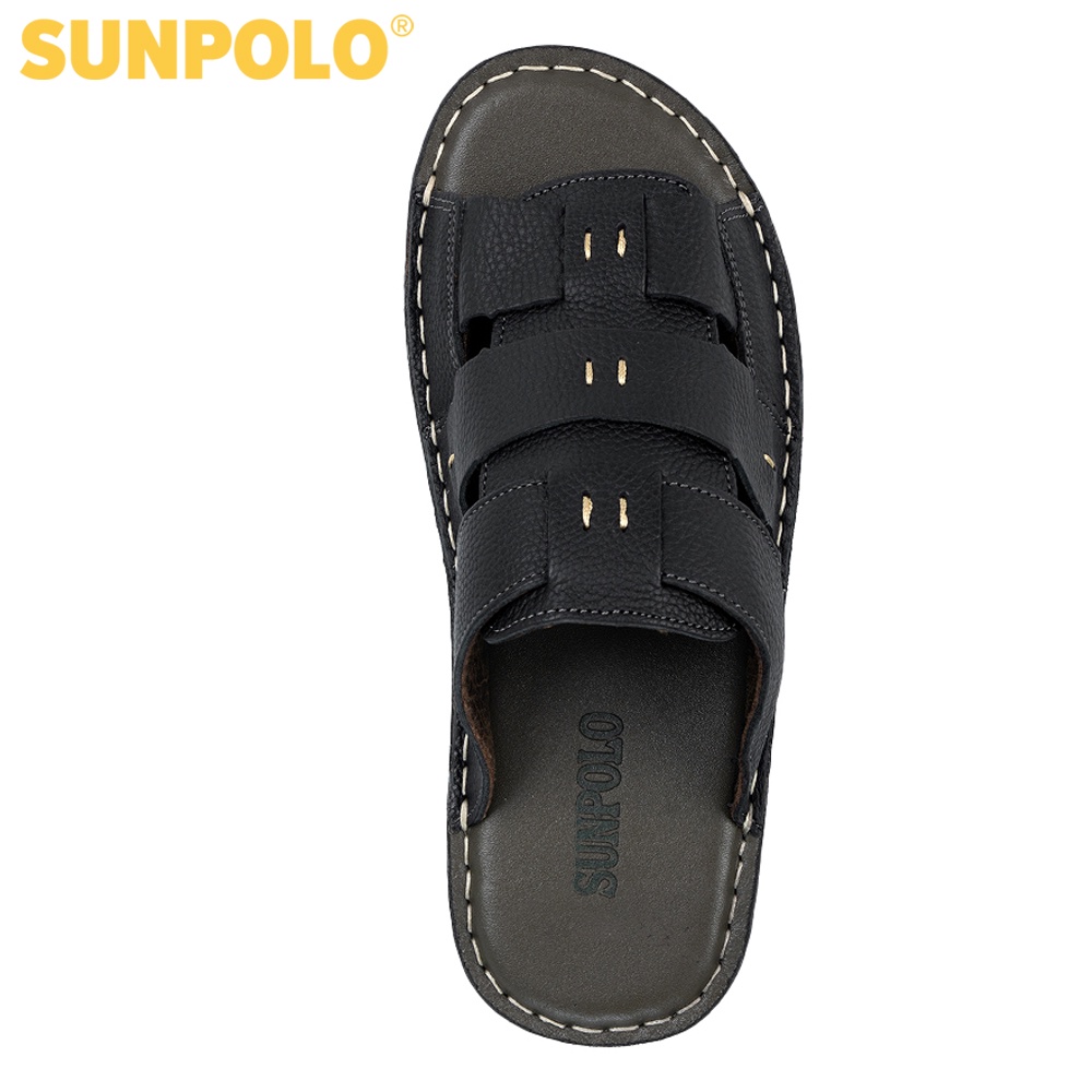 Dép quai ngang nam da bò cao cấp SUNPOLO AQN013 - Có Big size 44 45