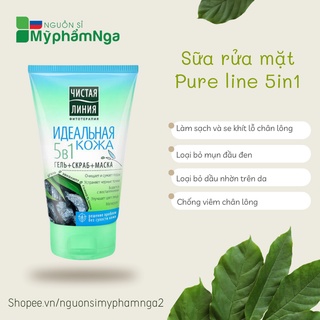 Sữa rửa mặt Pure line 5in1 - Pureline 5in1 than hoạt tính, làm sạch sâu, ngừa mụn
