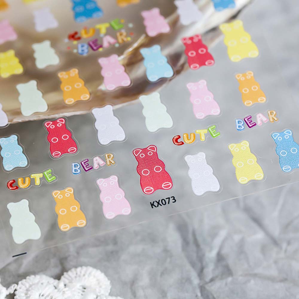 [Hàng mới về] Miếng Dán Móng Tay 5D Siêu Mỏng Hình Gấu Hoạt Hình Đáng Yêu Bắt Mắt