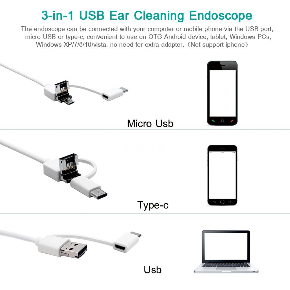 Máy quay nội soi 0.3MP 3 trong 1 YULA có đèn LED và móc tai đa năng tiện dụng