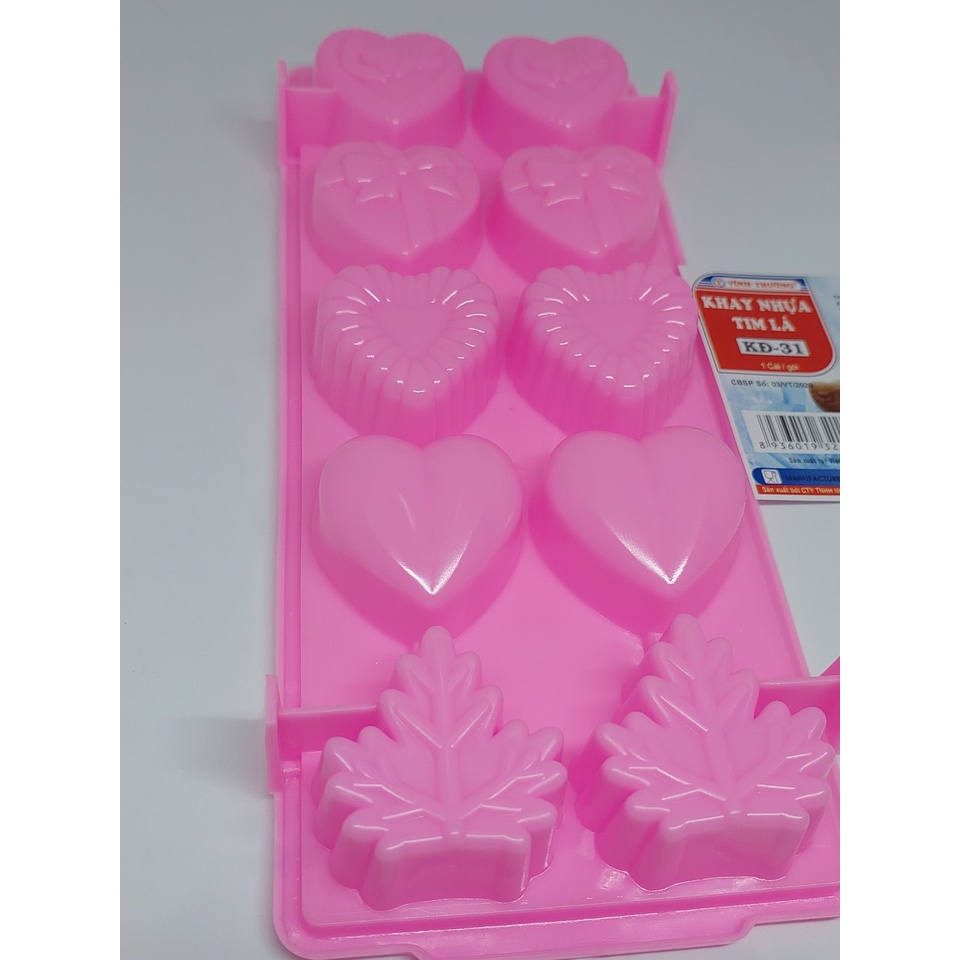 Lốc 5 Khay Đá - Chữ Nhật - Tim - Lá Dk 31 - VT