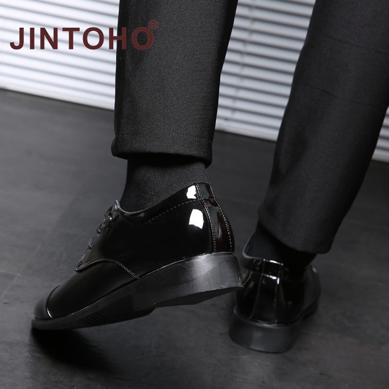 [JINTOHO] Giày Da Mũi Nhọn Cột Dây Trang Trọng Thời Trang Công Sở Cho Nam