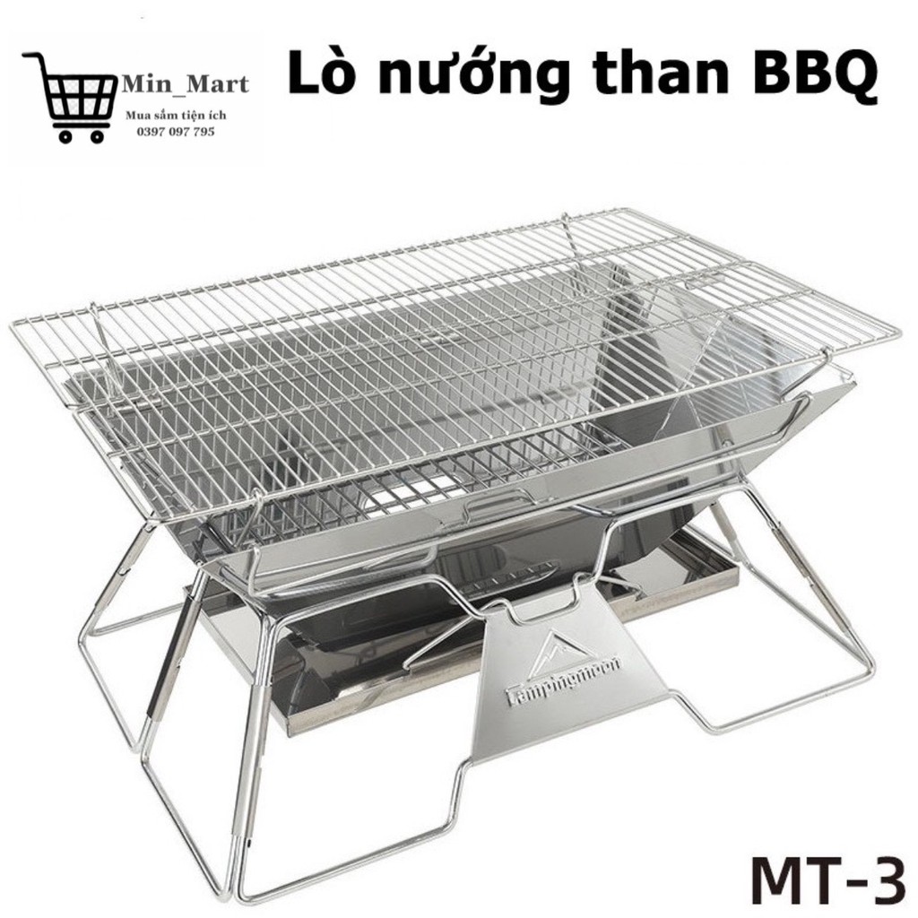 Bếp nướng than hoa ngoài trời CAMPINGMOON cỡ lớn inox 304 dã ngoại du lịch - Lò nướng thịt - Bếp lẩu nướng than BBQ