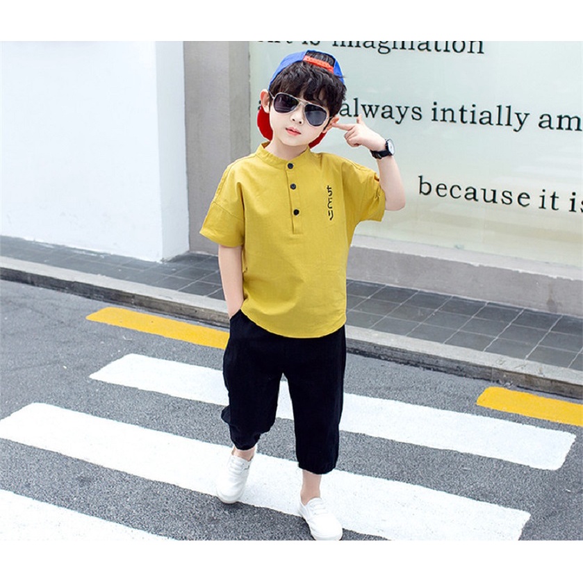 Quần Áo Bé Trai Habi Fashion HB2214 Chất Liệu Đũi Dễ Thương Cho Bé 8-27Kg
