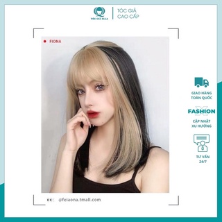 Tóc giả nữ cả đầu 🥸FREESHIP🥸 Tóc giả cúp 35cm phối mái vàng jennie