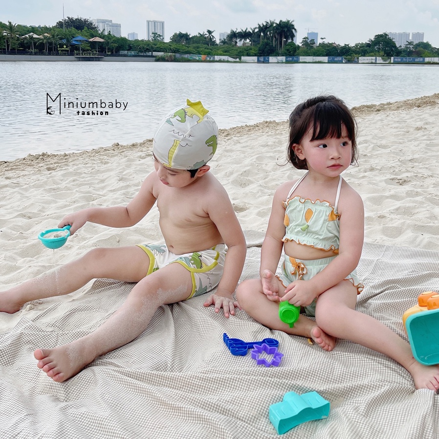 Bộ đồ bơi cho bé trai gái, đồ bơi 2 mảnh bikini có mũ cho bé từ 1-8 tuổi Tiệm BB-B1221