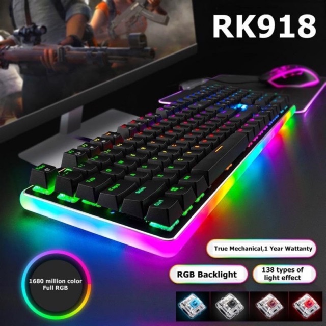 [Hàng sẵn] Bàn phím cơ Royal Kludge RK918 led RGB cao cấp chính hãng