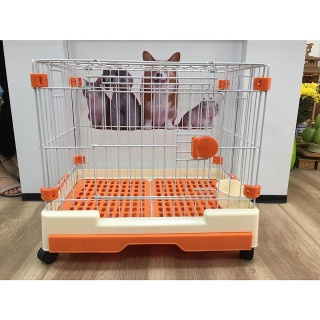 Lồng/ Chuồng chó nhựa xịn cao cấp mái bằng, lắp ốc vít chắc chắn, có bánh xe di chuyển, kèm khay vệ sinh và bát