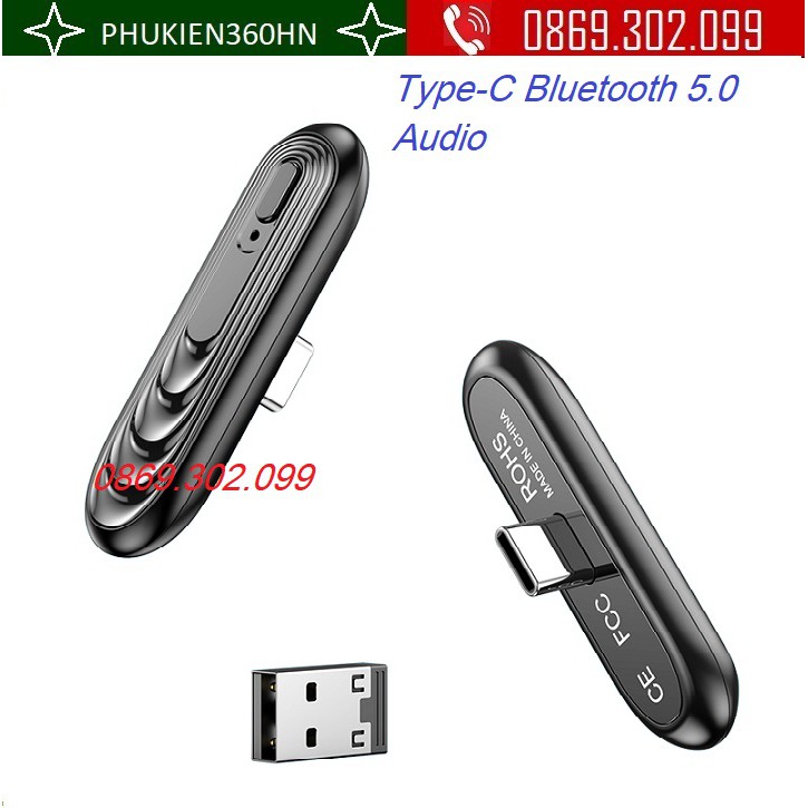 Type-C Bluetooth 5.0 Audio Transmitter Wireless Audio Adapter with USB Converter Compatible with Switch TV Laptop