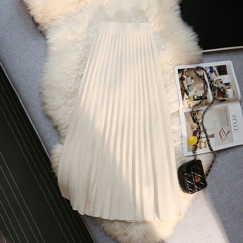 Chân Váy Chữ A Xếp Ly Lưng Cao Thời Trang Thu Đông