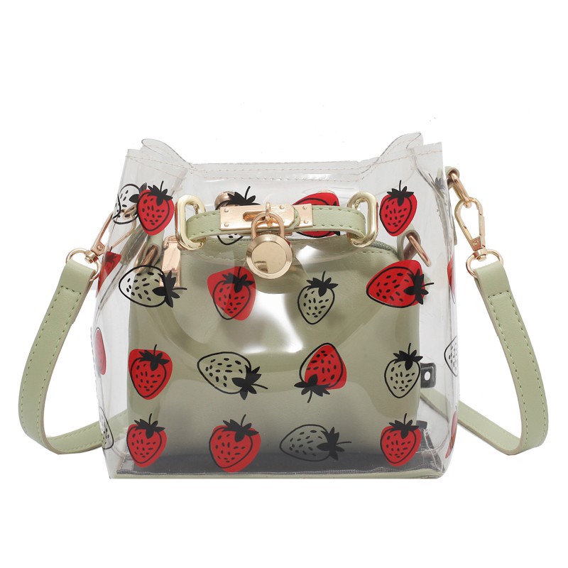 Women's Bag Messenger Bag 2021 New Tide Net Red Summer Strawberry Jelly Transparent Bag Fashion Water Bucket Ladies Shou