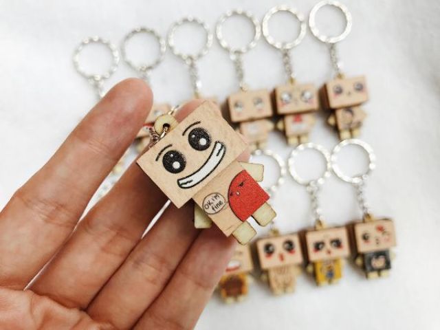 Combo 500 móc khóa gỗ danbo in màu