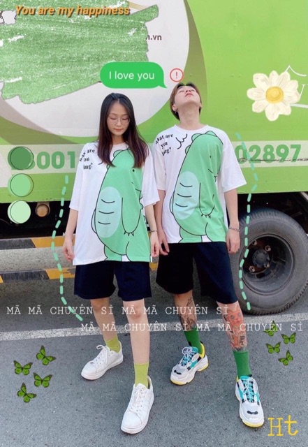 sét áo khủng long xanh quần đen trơn tici H2C870