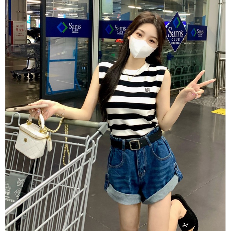 621876#Áo Dệt Kim Mỏng Sát Nách Dáng Rộng Thời Trang Mùa Hè 2022