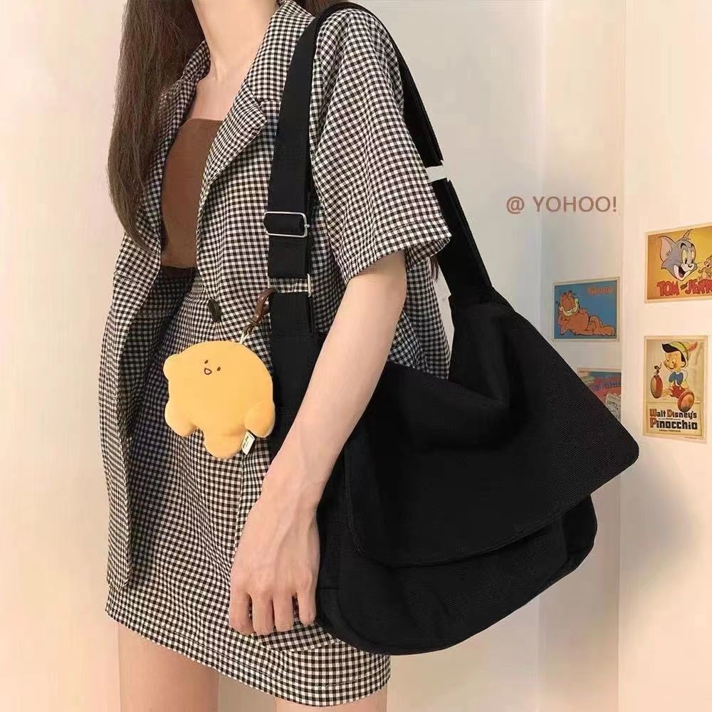 Jiashucheng Ba Lô Đi Học Bằng Vải Canvas Màu Trơn Sức Chứa Lớn Thời Trang Nhật Bản Dễ Phối Đồ