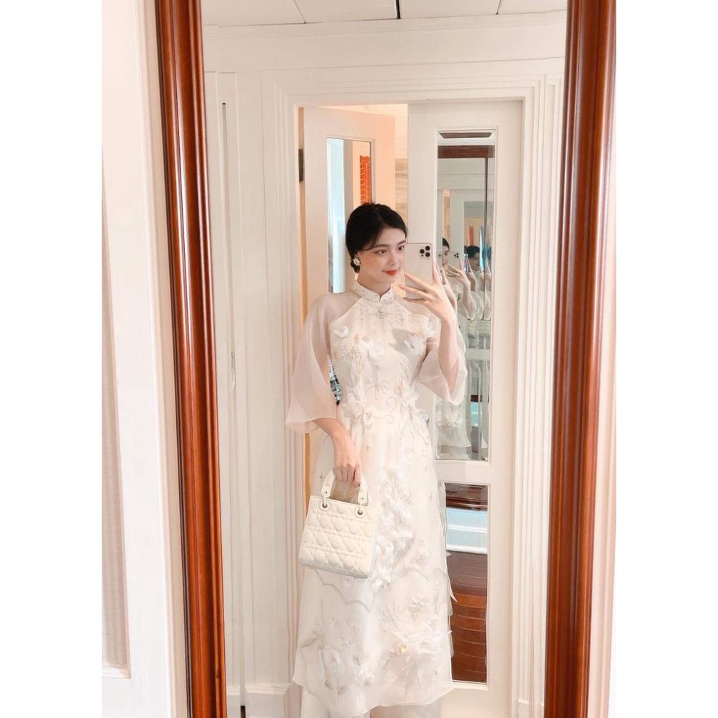 Áo dài cách tân 4 tà voon tơ oganza thiết kế cao cấp