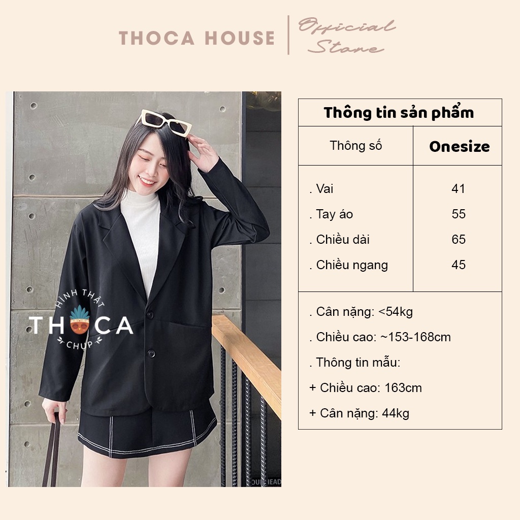 Áo blazer khoác vest công sở kiểu túi xéo nhiều màu THOCA HOUSE freesize phù hợp đi làm, đi chơi