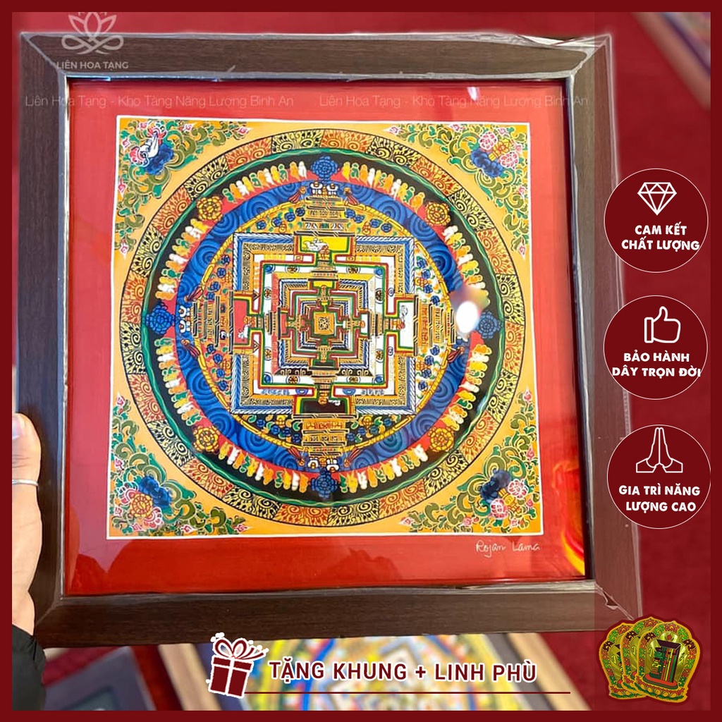Tranh Mandala vẽ tay Nepal Kalachakra đã xin gia trì 35cm - Liên Hoa Vạn Bảo