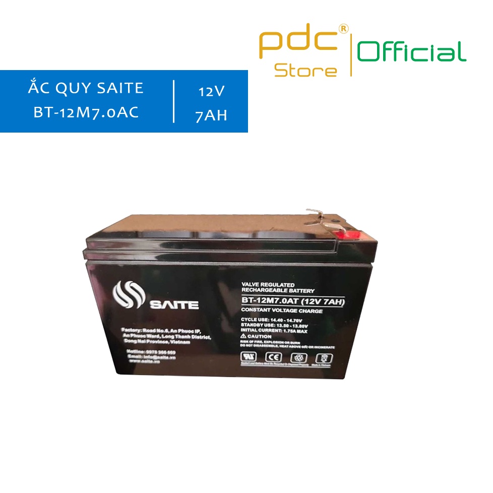 Ắc quy Saite 12V-7Ah (BT-12M7.0AT) - Hàng Chính Hãng